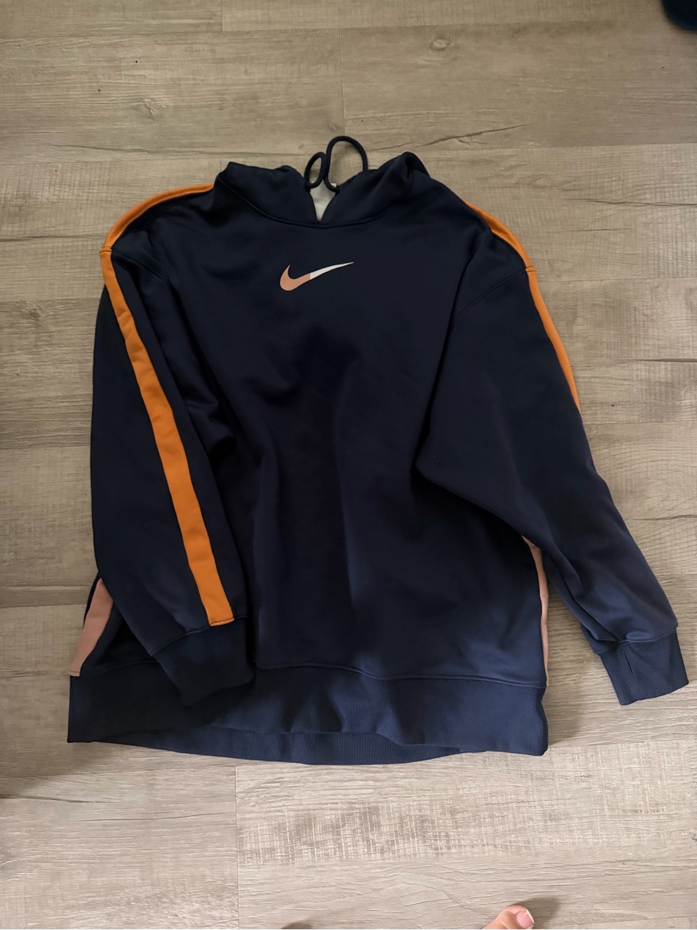 Nike Navy Hoodie with Orange Stripe